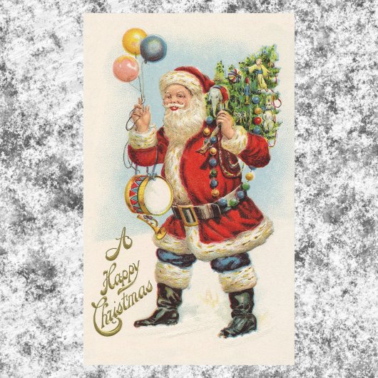 サンタクロースビクトリアンバルーン 長方形シール