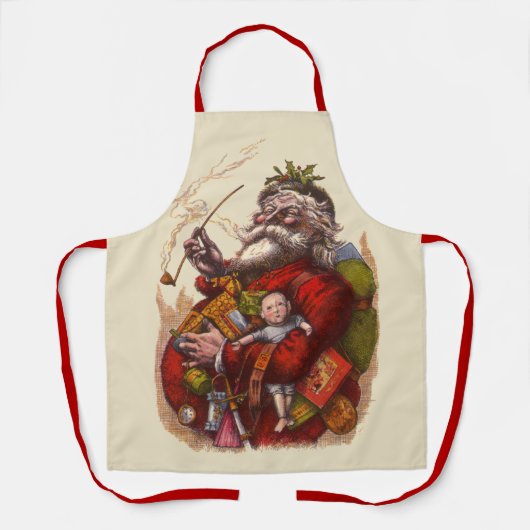 サンタクロースビクトリアンパイプ玩具 エプロン (正面)