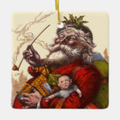 サンタクロースビクトリアンパイプ玩具 セラミックオーナメント (正面)