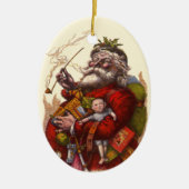 サンタクロースビクトリアンパイプ玩具 セラミックオーナメント (正面)