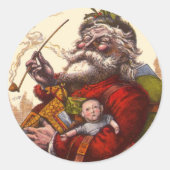 サンタクロースビクトリアンパイプ玩具 ラウンドシール (正面)