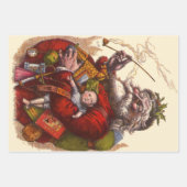 サンタクロースビクトリアンパイプ玩具 ラッピングペーパーシート (正面3)