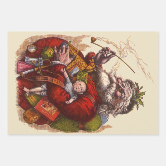 サンタクロースビクトリアンパイプ玩具 ラッピングペーパーシート (正面)