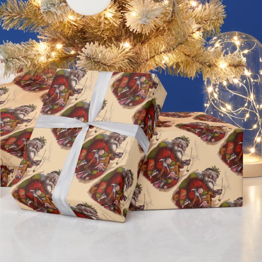 サンタクロースビクトリアンパイプ玩具 ラッピングペーパー (クリスマス)