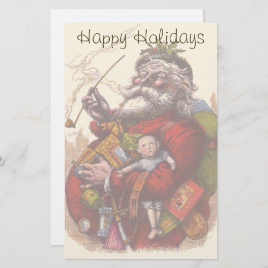 サンタクロースビクトリアンパイプ玩具 便箋 (正面/裏面)