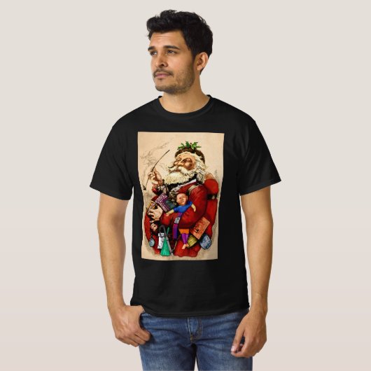 サンタクロースビクトリアンパイプ玩具 Tシャツ (正面フル)