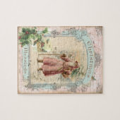 サンタクロースビクトリアンピンクの木の鳥クリスマス ジグソーパズル (横)