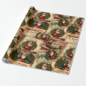 サンタクロースビクトリアン広告コラージュ ラッピングペーパー (アンロールド)