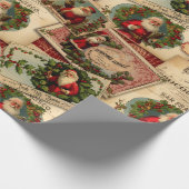サンタクロースビクトリアン広告コラージュ ラッピングペーパー (角)