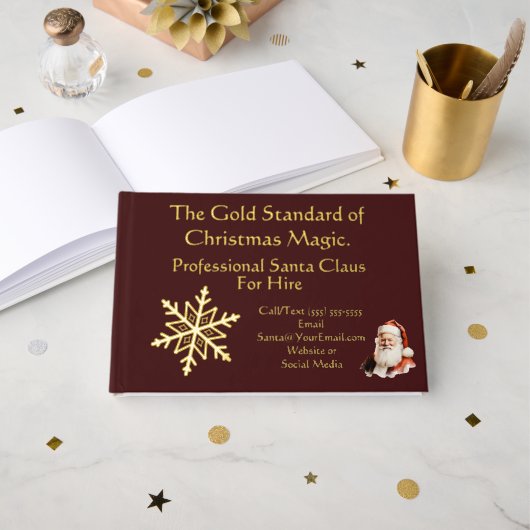 サンタクロースビジネスカード金ゴールド ゲストブック (正面見開き)