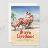 サンタクロースビーチウォーターカラー シーズンカード (正面/裏面)