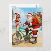 サンタクロースビーチメリークリスマス! ポストカード (正面/裏面)