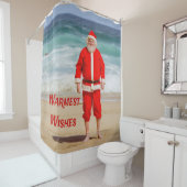 サンタクロースビーチ温かいウィッシュズおもしろいユーモア シャワーカーテン (インサイチュ)