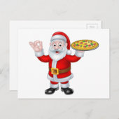 サンタクロースピザクリスマスのマンガのキャラクタ シーズンポストカード (正面/裏面)