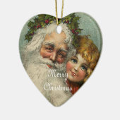 サンタクロースファーザークリスマスハートオーナメント セラミックオーナメント (左)