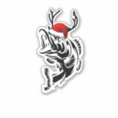 サンタクロースフィッシュマス魚釣りフィッシュクリスマストナカイ シール (正面)