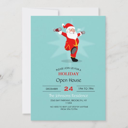 サンタクロースフィットネスエクササイズ。 招待状 (正面)