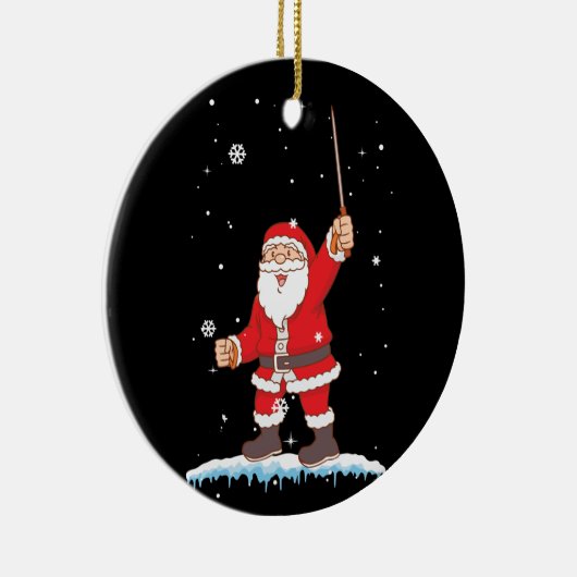 サンタクロースフェンシングクリスマスクリスマススポーツ セラミックオーナメント (右)