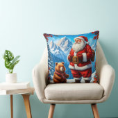 サンタクロースフレンドリーが雪山でクマに出会う クッション (椅子)