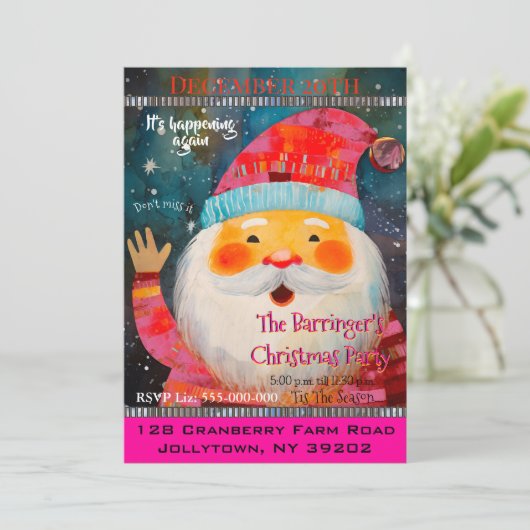 サンタクロースフレンドリーハッピークリスマスパーティー 招待状 (スタンド正面)