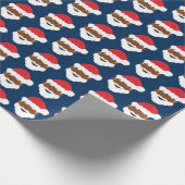 サンタクロースブラウンスキンブルークリスマス ラッピングペーパー (角)