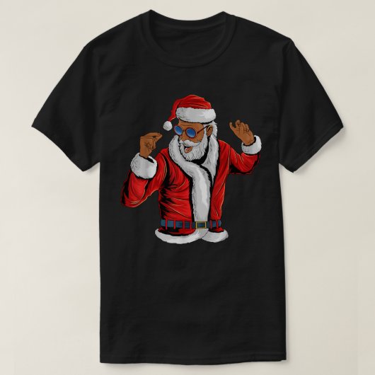 サンタクロースブラッククリスマスサンタアフロアフリカンアメリカン Tシャツ (デザイン正面)