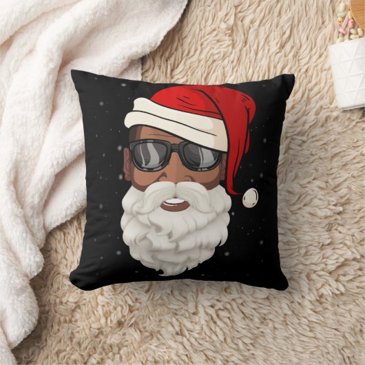 サンタクロースブラッククリスマスサンタアフロアフリカ系アメリカ人 クッション (ブランケット)