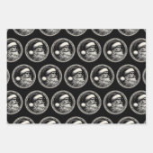 サンタクロースブラックヴィンテージ ラッピングペーパーシート (正面)