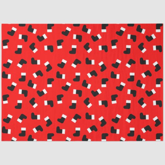 サンタクロースブーツクリスマスホリデーパターンレッド 薄葉紙 (正面)