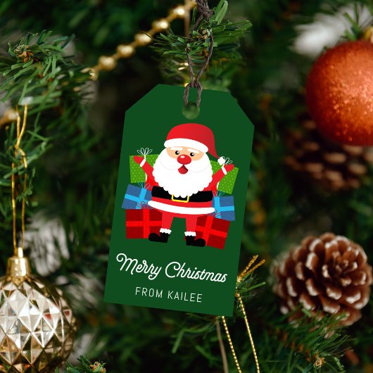 サンタクロースプレゼントグリーンクリスマスホリデー ギフトタグ