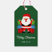 サンタクロースプレゼントグリーンクリスマスホリデー ギフトタグ (正面)