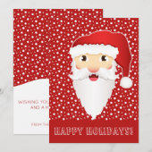 サンタクロースヘッドオンレッドハッピーホリデイズ シーズンカード (正面/裏面)
