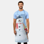 サンタクロースヘルパー建物A間抜け雪だるま エプロン (着用した状態)