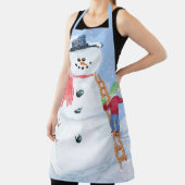 サンタクロースヘルパー建物A間抜け雪だるま エプロン (インサイチュ)
