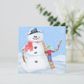サンタクロースヘルパー建物A間抜け雪だるま カード (スタンド正面)