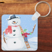 サンタクロースヘルパー建物A間抜け雪だるま キーホルダー (裏面)