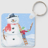 サンタクロースヘルパー建物A間抜け雪だるま キーホルダー (裏面)