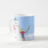 サンタクロースヘルパー建物A間抜け雪だるま コーヒーマグカップ (正面左)