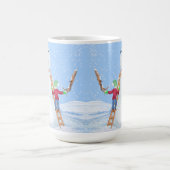 サンタクロースヘルパー建物A間抜け雪だるま コーヒーマグカップ (中央)