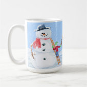 サンタクロースヘルパー建物A間抜け雪だるま コーヒーマグカップ (左)