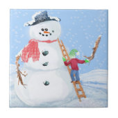 サンタクロースヘルパー建物A間抜け雪だるま タイル (正面)