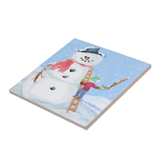 サンタクロースヘルパー建物A間抜け雪だるま タイル (側面)