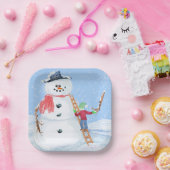 サンタクロースヘルパー建物A間抜け雪だるま ペーパープレート (パーティー)