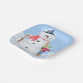 サンタクロースヘルパー建物A間抜け雪だるま ペーパープレート (傾斜あり)