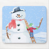 サンタクロースヘルパー建物A間抜け雪だるま マウスパッド (正面)