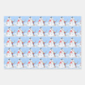 サンタクロースヘルパー建物A間抜け雪だるま ラッピングペーパーシート (正面)