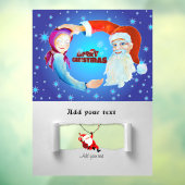 サンタクロースベビーガールイラストレーションスターリースノー ウィンドウサイン (シート3)