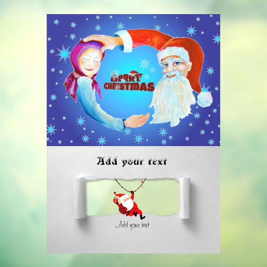 サンタクロースベビーガールイラストレーションスターリースノー ウィンドウサイン (シート3)