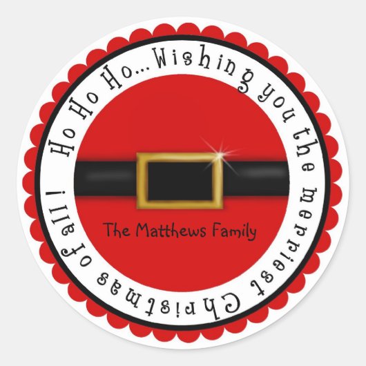 サンタクロースベリークリスマスホリデーステッカー ラウンドシール (正面)