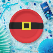 サンタクロースベリーベルトバックルレッドクリスマおもしろいス ペーパープレート (パーティー)